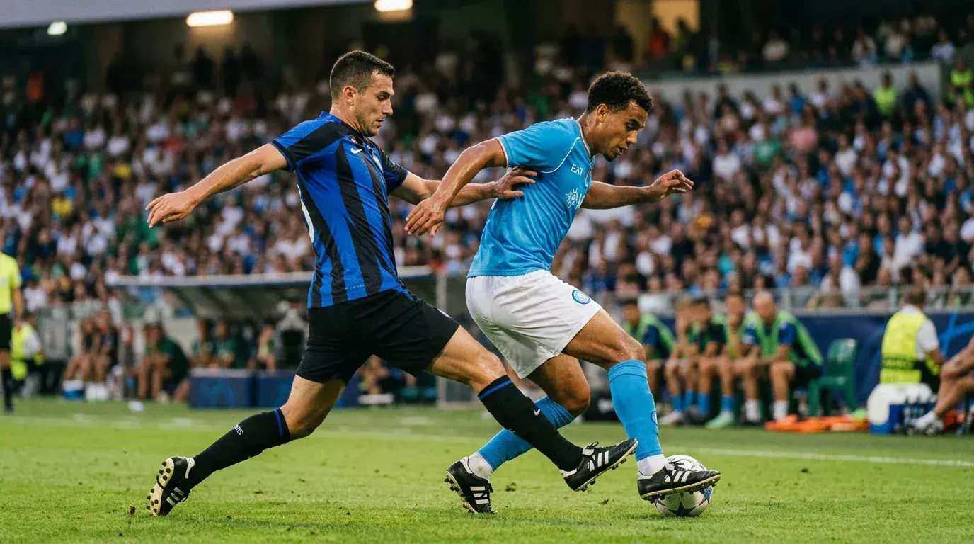 Jugadores del Inter y Napoli disputando un balón en un partido de la Serie A italiana 2025-26